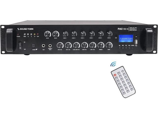 Sound Town Commercial Restaurant Bluetooth Amplifier + in-Ceiling Speaker Set, with One 6-Zone 70V/100V Amplifier with Bluetooth, 12 x Two-Way...