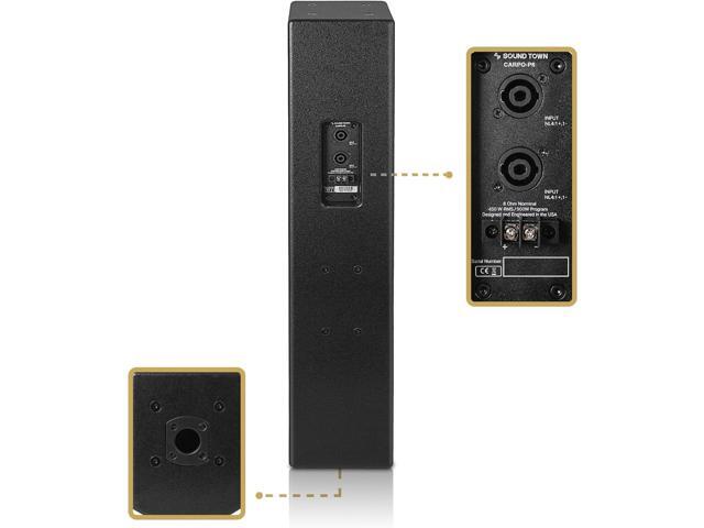 Sound Town High-Power 900W Passive Column Line Array Speaker with 4x5-Inch Woofers, Dual Compression Drivers, Birch Plywood, Wall Mount for...