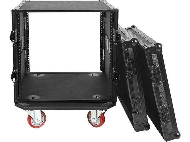 Sound Town Black Series 10U PA/DJ Rack/Road Cas Black Series 10U PA/DJ Rack/Road Case with 10-Space, All-Black Anodized Hardware, Plywood, Casters,...