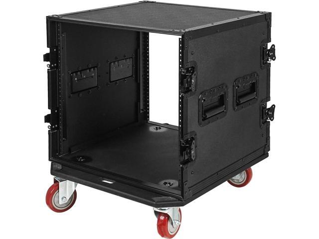 Sound Town Black Series 10U PA/DJ Rack/Road Cas Black Series 10U PA/DJ Rack/Road Case with 10-Space, All-Black Anodized Hardware, Plywood, Casters,...