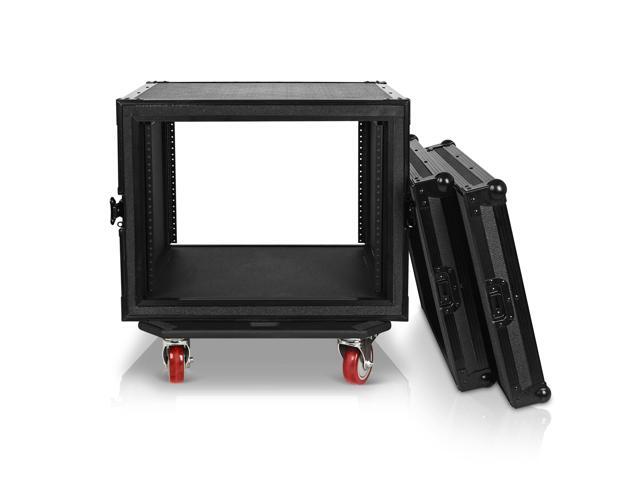 Sound Town Black Series Shock Mount 8U ATA Plywood Rack Case with 21' Rackable Depth, All-Black Anodized Hardware and Casters, Pro Tour Grade...