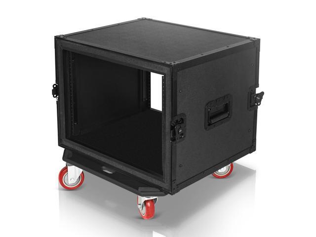 Sound Town Black Series Shock Mount 8U ATA Plywood Rack Case with 21' Rackable Depth, All-Black Anodized Hardware and Casters, Pro Tour Grade...