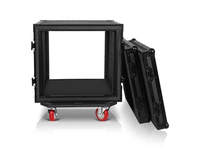 Sound Town Black Series Shock Mount 10U ATA Plywood Rack Case with 21' Rackable Depth, All-Black Anodized Hardware and Casters, Pro Tour Grade...