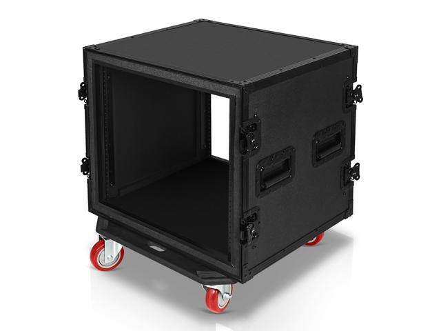 Sound Town Black Series Shock Mount 10U ATA Plywood Rack Case with 21' Rackable Depth, All-Black Anodized Hardware and Casters, Pro Tour Grade...