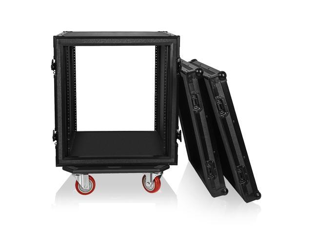 Sound Town Black Series Shock Mount 12U ATA Plywood Rack Case with 21' Rackable Depth, All-Black Anodized Hardware and Casters, Pro Tour Grade...