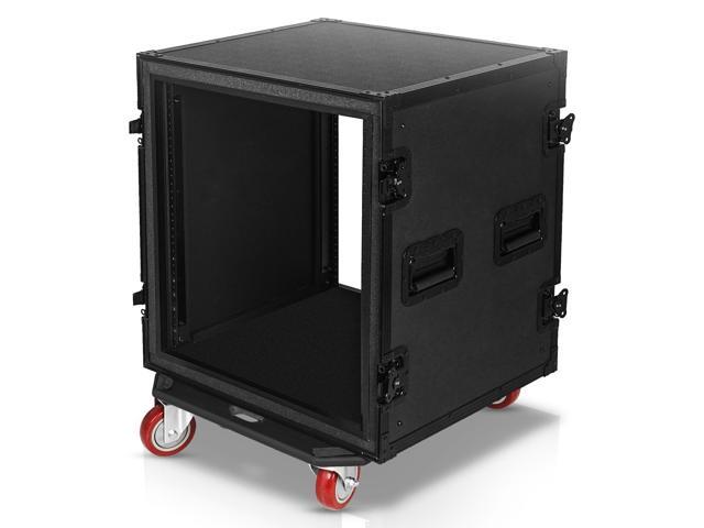 Sound Town Black Series Shock Mount 12U ATA Plywood Rack Case with 21' Rackable Depth, All-Black Anodized Hardware and Casters, Pro Tour Grade...