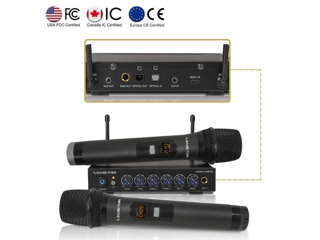 Sound Town 100 Channels Wireless Microphone Karaoke Mixer System with 2 Metal Handheld Microphones, Optical (Toslink), AUX, for Smart TV, Home...