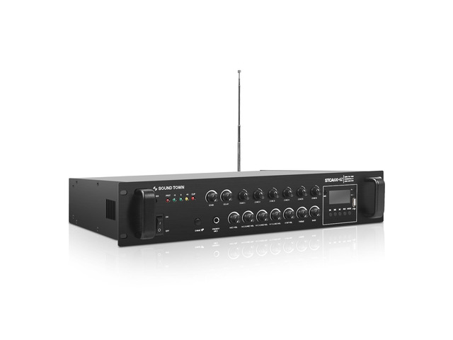 Sound Town 600W 6-Zone 70V/100V Commercial Power Amplifier with Bluetooth, Optical, Phantom Power, for Restaurants, Lounges, Bars, Pubs, Schools...