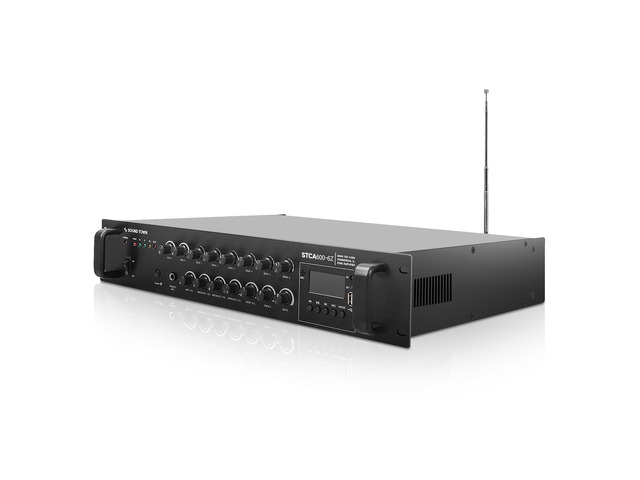 Sound Town 600W 6-Zone 70V/100V Commercial Power Amplifier with Bluetooth, Optical, Phantom Power, for Restaurants, Lounges, Bars, Pubs, Schools...