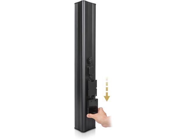 Sound Town Weather-Resistant Compact Aluminum Line Array Column Speaker with Wall Mount Bracket, 6 x 3 Woofers, 4 x 1.2 Dome Tweeters, Black, for...
