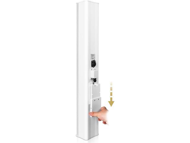 Sound Town Weather-Resistant Compact Aluminum Line Array Column Speaker with Wall Mount Bracket, 6 x 3 Woofers, 4 x 1.2 Dome Tweeters, White, for...