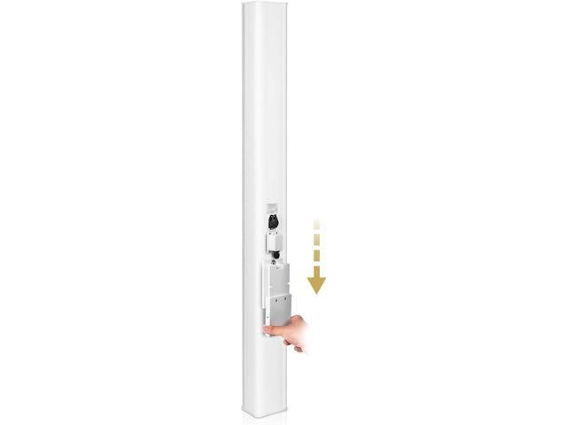 Sound Town Weather-Resistant Compact Aluminum Line Array Column Speaker with Wall Mount Bracket, 10 x 3 Woofers, 6 x 1.2 Dome Tweeters, White, for...