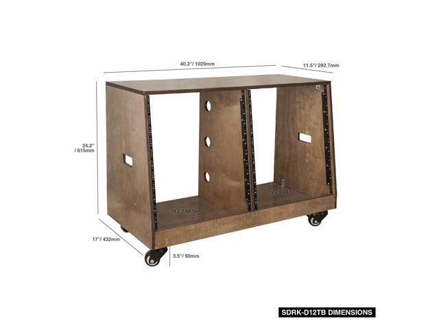 Sound Town DIY 2 x 12U Slanted Studio Rack with Baltic Birch Plywood, Casters, Weathered Gray for Recording Room, Home Studio (SDRK-D12TB)