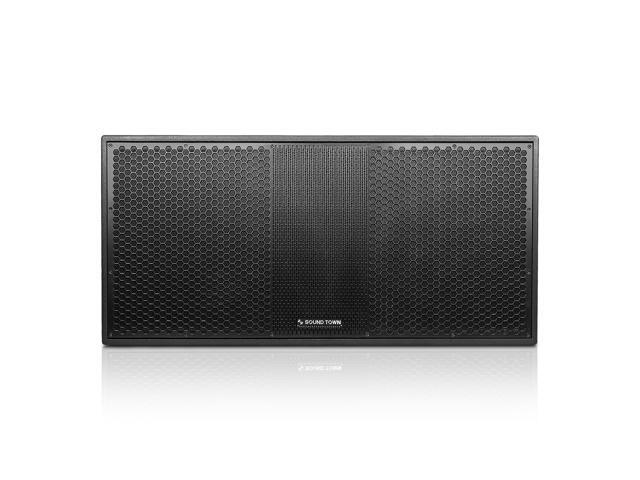 Sound Town ZETHUS Series Dual 18 Powered 3200W Line Array Subwoofer w/DSP, 2-Channel Class-D Amplifier, Birch Plywood, Black (ZETHUS-218SPW)
