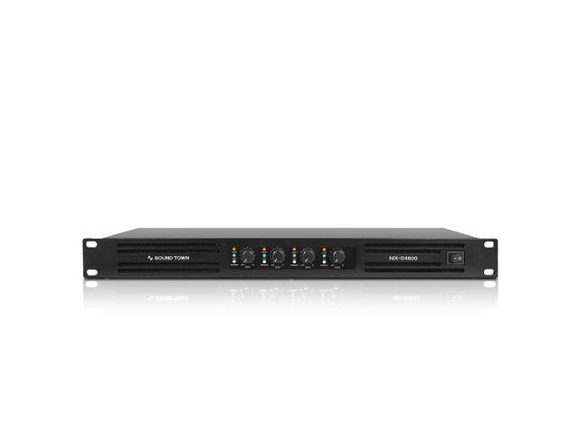 Sound Town Class-D 4-Channel PA/DJ Power Amplifier, 4 x 720W RMS at 4-ohm, 1U rack space, Aluminum Panel for Conference Installations (NIX-D4800)
