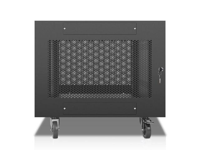 Sound Town 8U Universal Steel Rack, w/Mesh Doors, Locking Casters, Vented Side Panels for Audio Video, Server and Network Equipment (STRK-M8UWD)