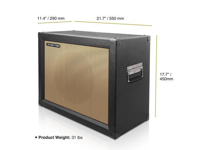 Sound Town 1 x 12 65W Guitar Speaker Cabinet with Birch Plywood Construction, Black Tolex, Wheat Cloth Grille (GUC112BK)