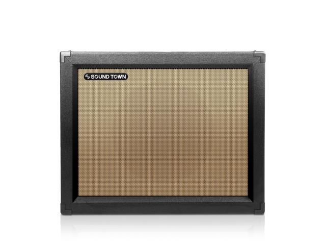 Sound Town 1 x 12 65W Guitar Speaker Cabinet with Birch Plywood Construction, Black Tolex, Wheat Cloth Grille (GUC112BK)