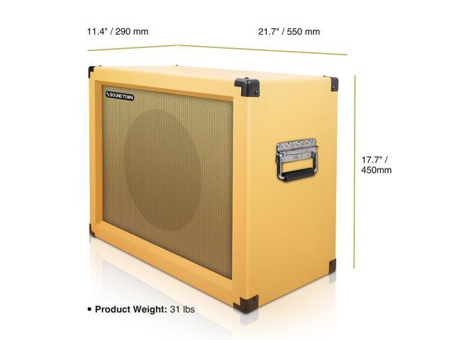 Sound Town 1 x 12 65W Guitar Speaker Cabinet with Birch Plywood Construction, Orange Tolex, Wheat Cloth Grille (GUC112OR)