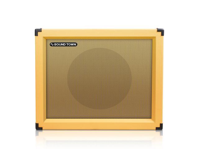 Sound Town 1 x 12 65W Guitar Speaker Cabinet with Birch Plywood Construction, Orange Tolex, Wheat Cloth Grille (GUC112OR)