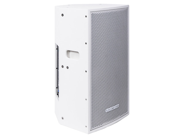 Sound Town CARME Series Powered PA Speaker and Subwoofer Combo Set with One 12" PA Speaker, One 15" Subwoofer, One Subwoofer Pole, White