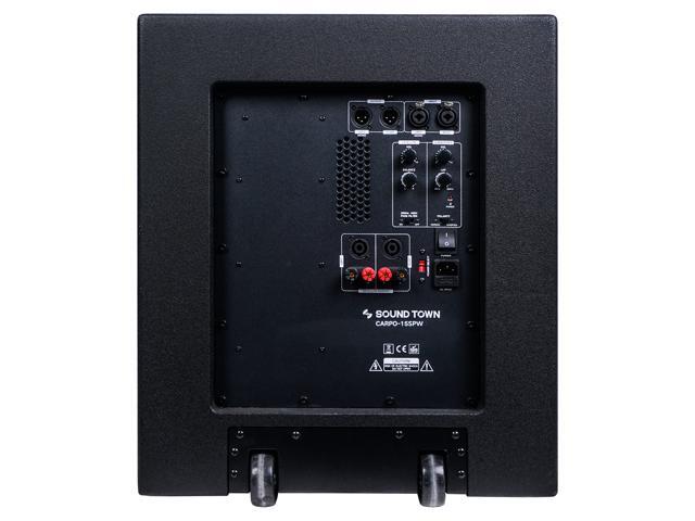 Sound Town 2-Pack 15 3200 Watts Powered PA DJ Subwoofers with Speaker Outputs Plywood Enclosure and Wheels Black (CARPO-15SPW-PAIR) - image 5