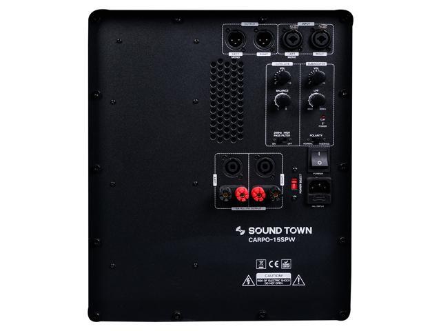 Sound Town 2-Pack 15 3200 Watts Powered PA DJ Subwoofers with Speaker Outputs Plywood Enclosure and Wheels Black (CARPO-15SPW-PAIR) - image 6