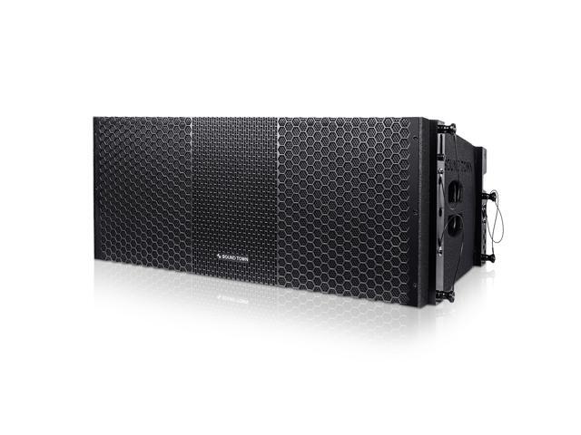 Sound Town ZETHUS Series 2 x 10" Line Array Loudspeaker System with Dual Titanium Compression Drivers, Full Range/Bi-amp Switchable, Black...
