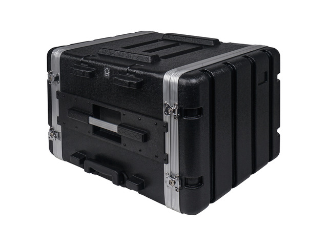 Sound Town Lightweight 8U PA DJ Rack/Road Case with 7U Rack Space, ABS Construction, 19 Depth, Retractable Handle, Wheels and Heavy-Duty Latches...