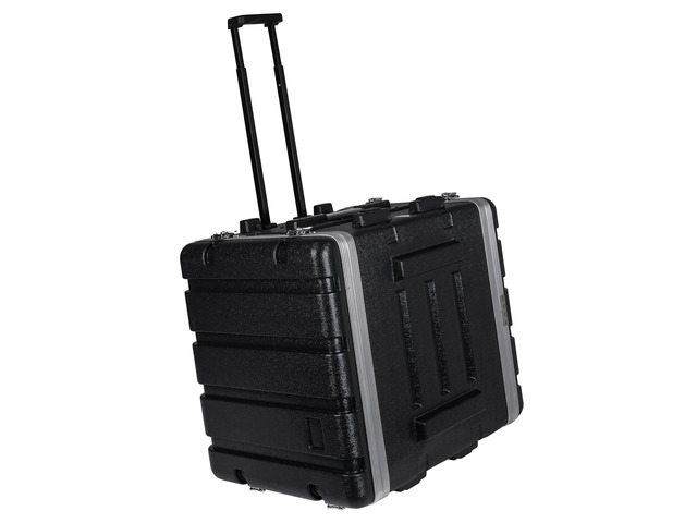 Sound Town Lightweight 8U PA DJ Rack/Road Case with 7U Rack Space, ABS Construction, 19 Depth, Retractable Handle, Wheels and Heavy-Duty Latches...