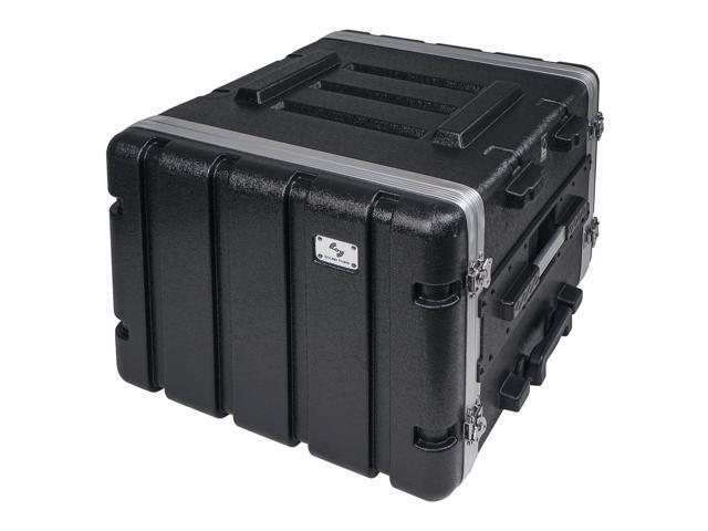 Sound Town Lightweight 8U PA DJ Rack/Road Case with 7U Rack Space, ABS Construction, 19 Depth, Retractable Handle, Wheels and Heavy-Duty Latches...