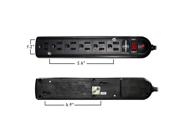 Weltron - Mountable Surge Protector 6 ft. (WSP-600PLF-6BK)