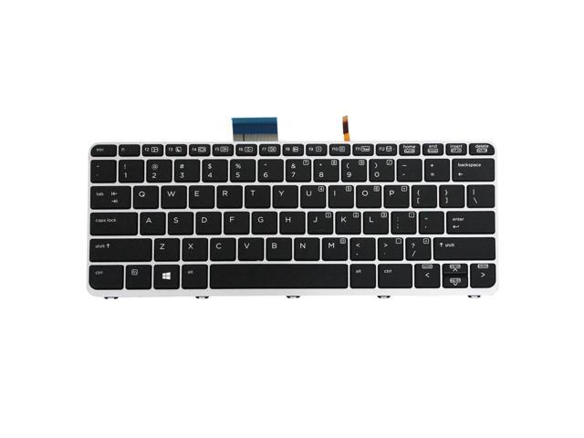 US Keyboard Backlit Silver Frame for HP Elitebook Folio 1020 G1 Laptop Black