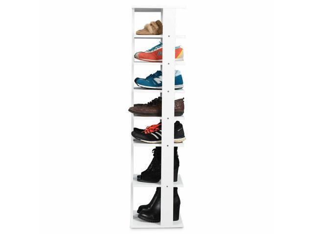 Costway Wooden Shoes Storage Stand 7 Tiers Shoe Rack Organizer Multi-shoe Rack Shoe box White