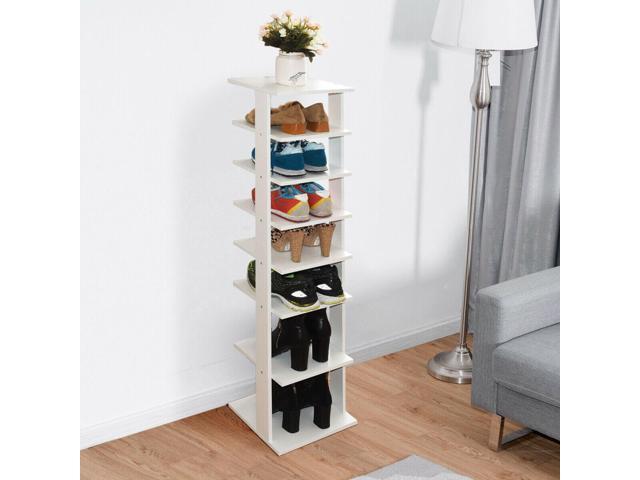 Costway Wooden Shoes Storage Stand 7 Tiers Shoe Rack Organizer Multi-shoe Rack Shoe box White
