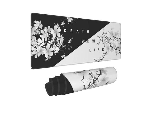 Black And White Cherry Blossom Gaming Mouse Pad Xl, Extended Large Mouse Mat Desk Pad, Stitched Edges Mousepad, Long Non-Slip Rubber Base Mice Pad.