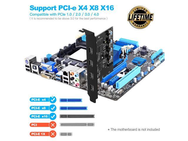 Zell Pcie Gen3 X2 Usb 3.2 / 3.1 Card Asm3142- Pci Express To 4-Port Type C Hub Internal Expansion Card Controller Adapter Pci Express Card Desktop...