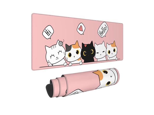 Pink Cute Kittens Cat Gaming Mouse Pad Large Xl Kawaii Desk Mat Long Extended Pads Big Mousepad For Home Office Decor Accessories