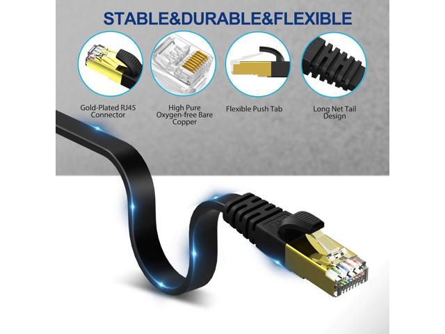 Zell Cat 8 Flat Ethernet Cable 100Ft, Cat8 High Speed Flat Internet Network Lan Cable 40Gbps 2000Mhz Sstp Network Patch Cord With Gold Plated Rj45...