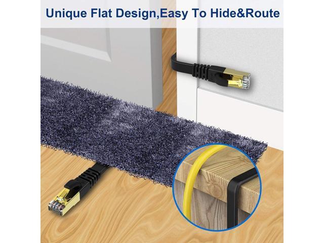 Zell Cat 8 Flat Ethernet Cable 100Ft, Cat8 High Speed Flat Internet Network Lan Cable 40Gbps 2000Mhz Sstp Network Patch Cord With Gold Plated Rj45...