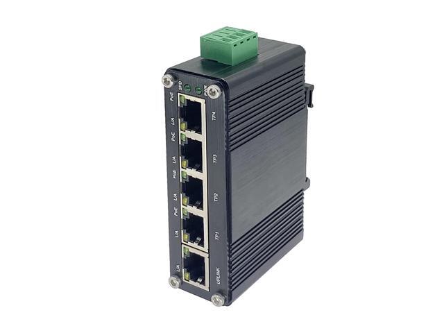 Mini Industrial 5 Ports Gigabit Poe Switch Hardened 5 Port Rj45 10/100/1000Mbps 802.3At Ethernet Switch Din Rail Mount Poe+ Switch -40 To 167 ºf.