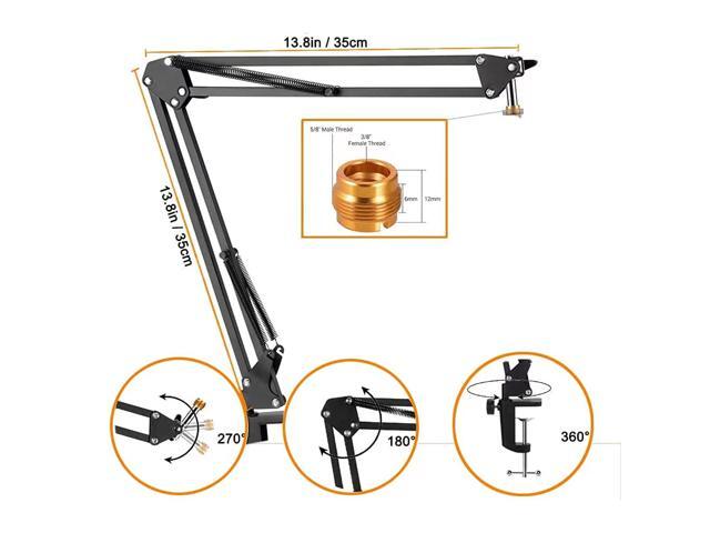Quadcast Boom Arm - Heavy Duty Adjustable Suspension Microphone Mic Stand Compatible With Hyperx Quadcast S Usb Condenser Gaming Microphone