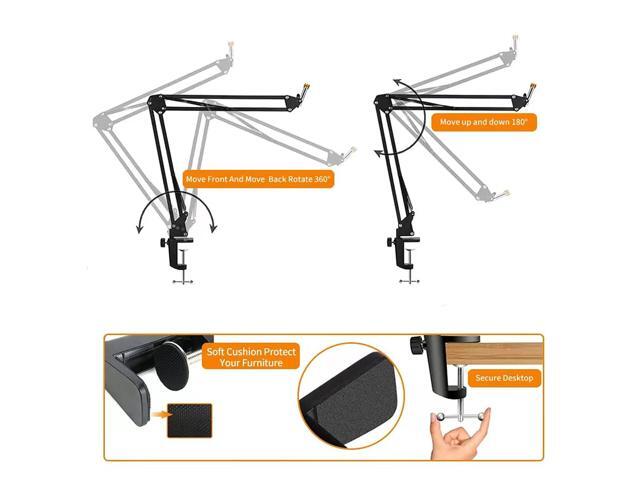 Quadcast Boom Arm - Heavy Duty Adjustable Suspension Microphone Mic Stand Compatible With Hyperx Quadcast S Usb Condenser Gaming Microphone