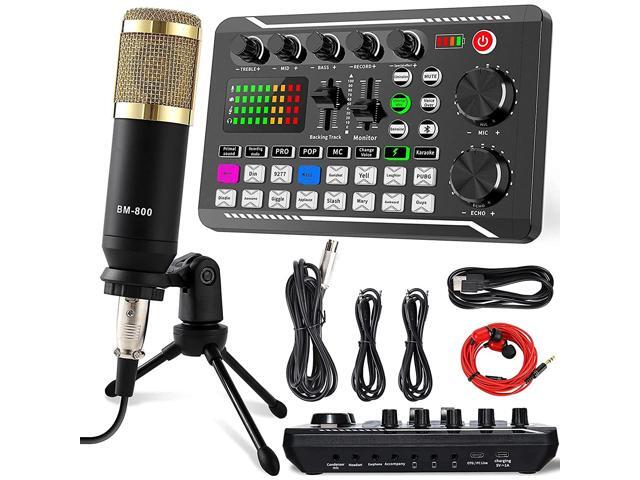 Podcast Equipment Bundle, Bm-800 Mic Kit With Live Sound Card, Condenser Pc Gaming Mic With Tripod Stand And Professional Audio Mixer, Prefect For...