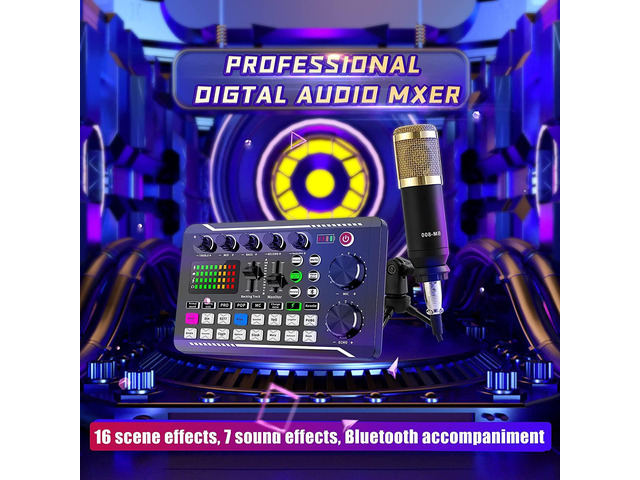 Podcast Equipment Bundle, Bm-800 Mic Kit With Live Sound Card, Condenser Pc Gaming Mic With Tripod Stand And Professional Audio Mixer, Prefect For...