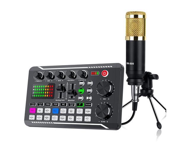 Podcast Equipment Bundle, Audio Interface With Dj Mixer And Sound Mixer, Portable All-In-One Podcast Production Studio With Condenser Microphone...