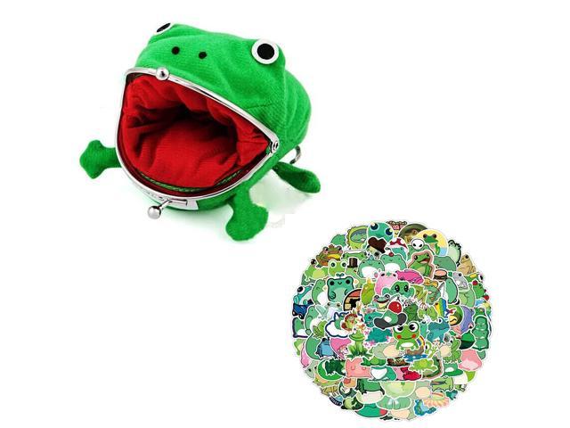 Cute Animal Gifts For Kids And Teens-Frog Stickers 100Pcs & Cosplay Frog Wallet, Cartoon Small Coin Purse For Anime Fans (690136717530 Arts & Entertainment Party & Celebration Party Supplies) photo