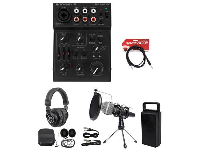 Rockville 1-Person Podcast Podcasting Recording Kit w/Mic+Stand+Headphones