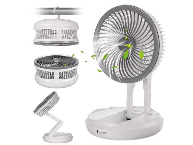 Portable Fan For Travel, 7 Inch 4000Mah Rechargeable Battery Powered Desk Fan With 4 Speeds, Foldable Air Circulator Small Fan For Bedroom W/ Hook,. photo
