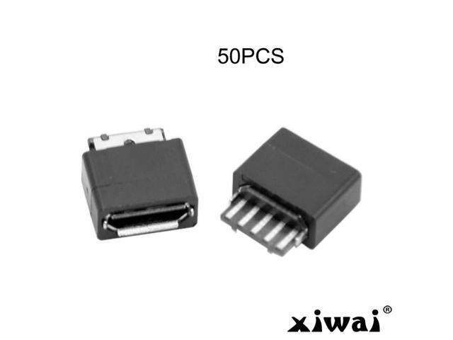 Xiwai 50Pcs Type B Micro USB Female 5 Pin Jack Port Socket Connector Solder Type Repair Parts